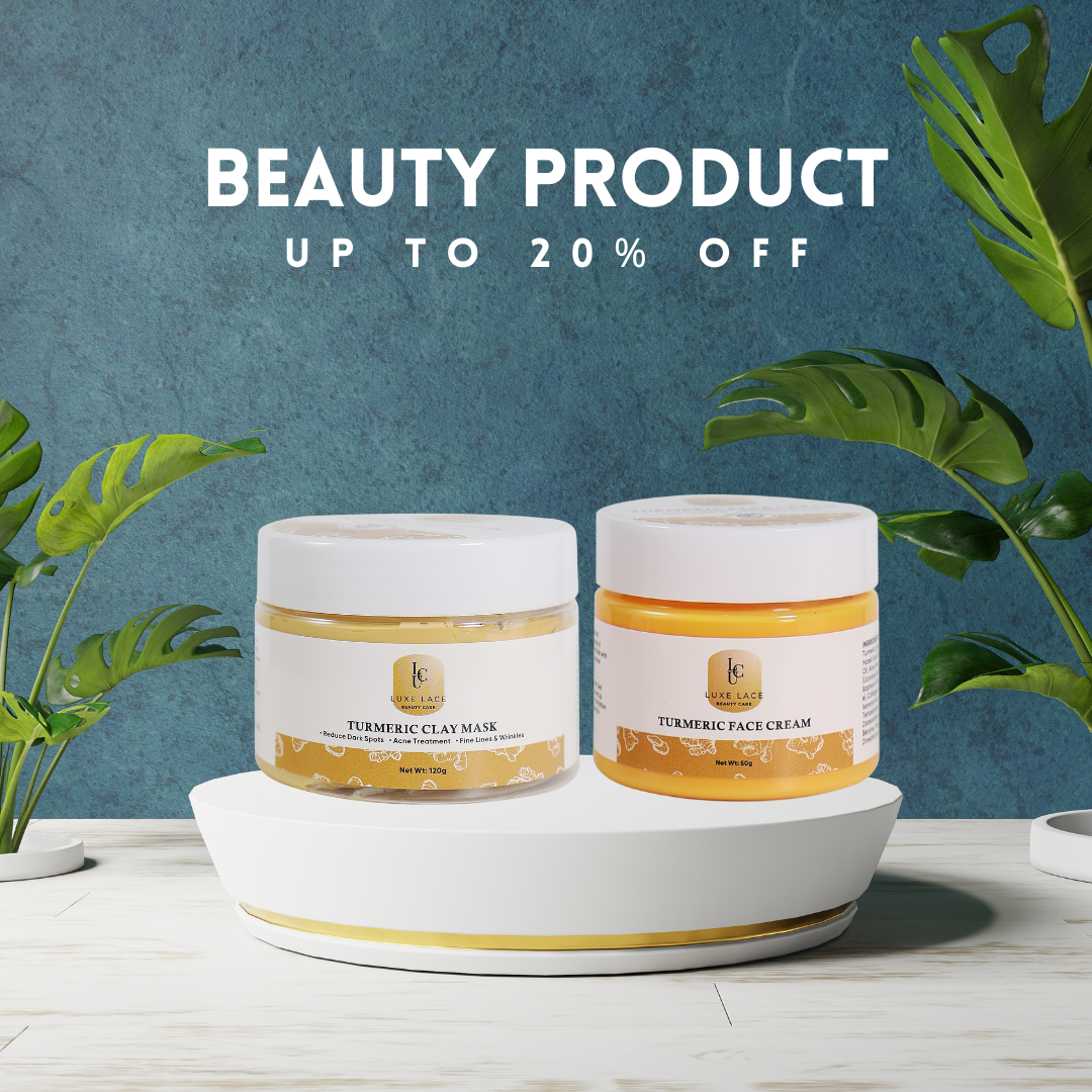 Luxe Lace Turmeric + Vitamin C Cream Brightening &amp; Turmeric Clay Mask Detox Skincare Duo