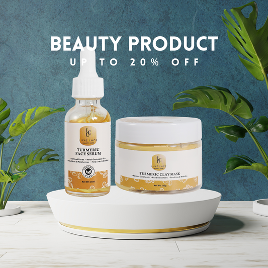 Luxe Lace Turmeric Facial Serum &amp; Turmeric Clay Mask Glow Skincare Duo